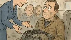 Banc: Stewardesa îl întreabă: „Ați mai zburat?”